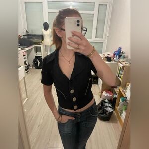 Only Black Short Sleeve Button-Up Women's Shirt